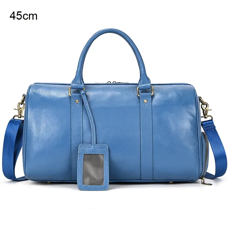 Sac de voyage de luxe en cuir véritable pour hommes et femmes, sac à main en cuir de vache, sac à bandoulière de voyage, sac de sport pour week-end