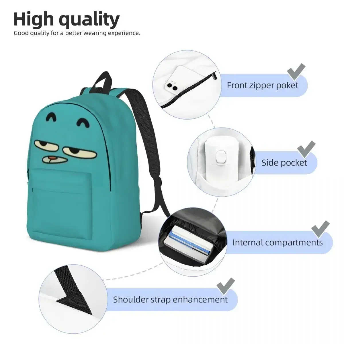 gumball gomme balle watterson incroyable dessin animé sac à dos collège lycée étudiant bookbag hommes femmes sac à dos randonnée