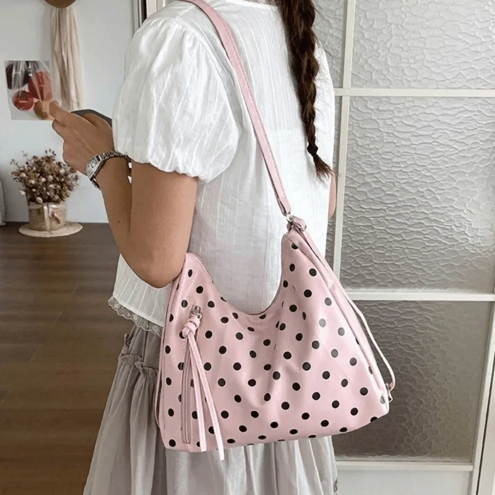 sac à bandoulière en cuir pu à pois, sac à dos léger, sac fourre-tout, sac sous le bras style coréen, sac seau, cadeau pour femme