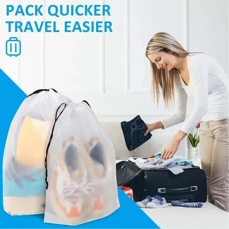 sac de rangement portable pour chaussures, 5/10 pièces, sac de rangement à cordon pour articles divers, sac de maquillage de voyage, sac de rangement en plastique transparent étanche