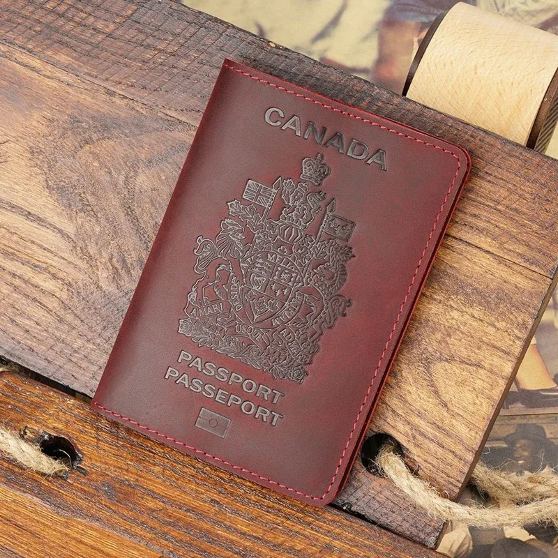porte-passeport vintage en cuir crazy horse - étui de voyage en cuir véritable pour hommes et femmes