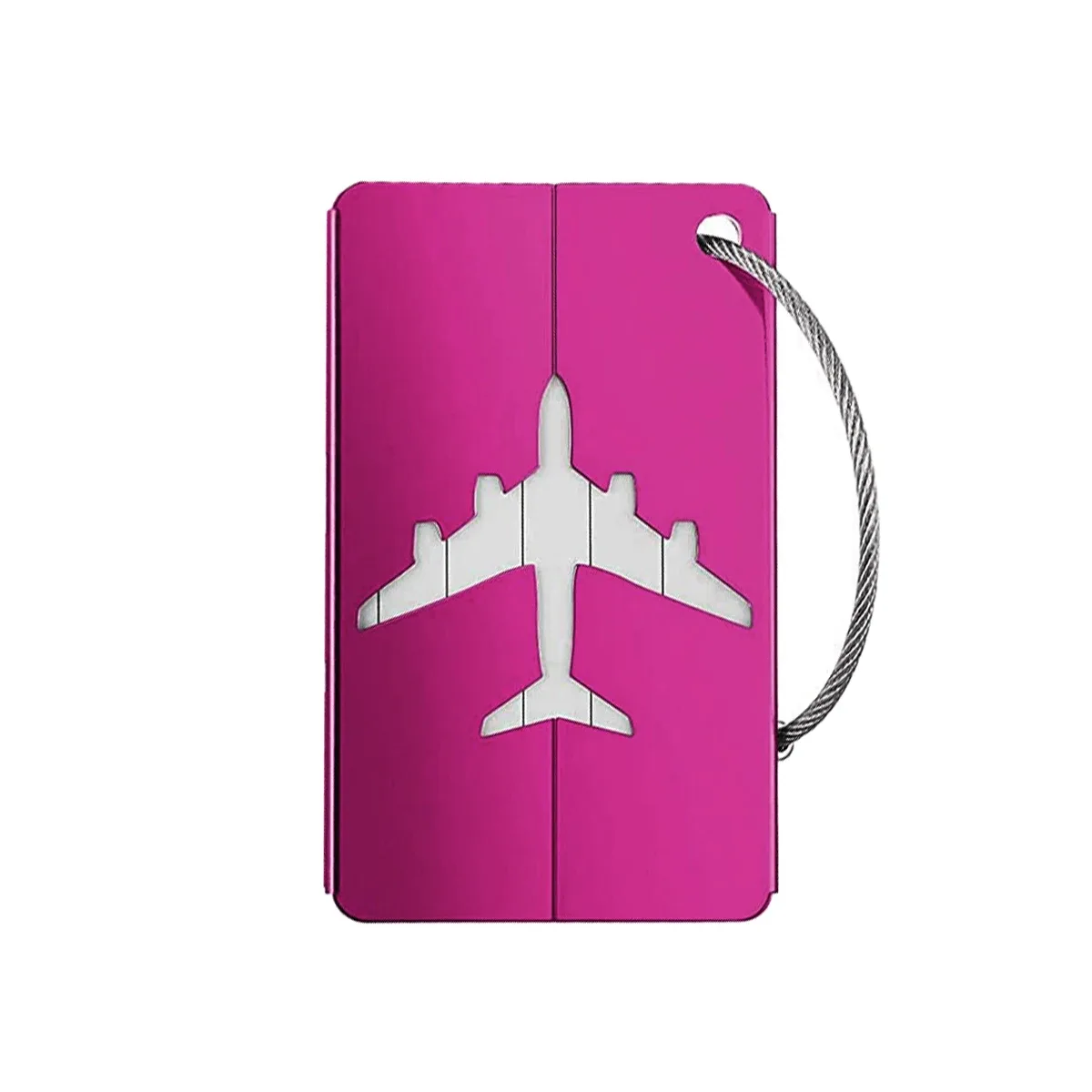 étiquette de bagage de voyage en alliage d'aluminium, étiquette suspendue pour valise, avion avec nom, cartes d'identité, anti-perte, couleur unie, accessoires de voyage.zmt