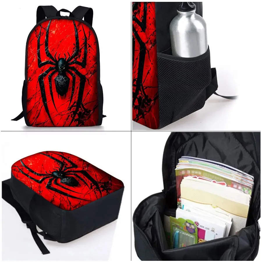 nouvel ensemble de sacs à dos trois pièces à motif araignée pour garçons et filles – meilleurs cadeaux – sac à dos scolaire 2d plat dessin animé pour enfants