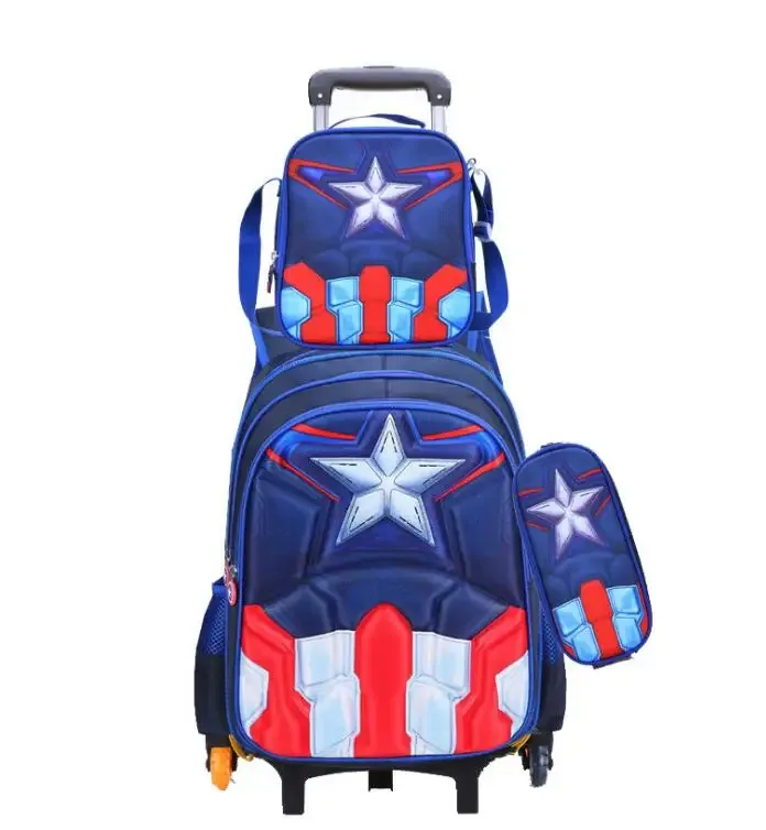 ensemble de sacs troilley d'école pour garçons, ensemble de sacs à dos de chariot d'école, sac à déjeuner, sac à dos à roulettes pour garçons, sac à dos d'école