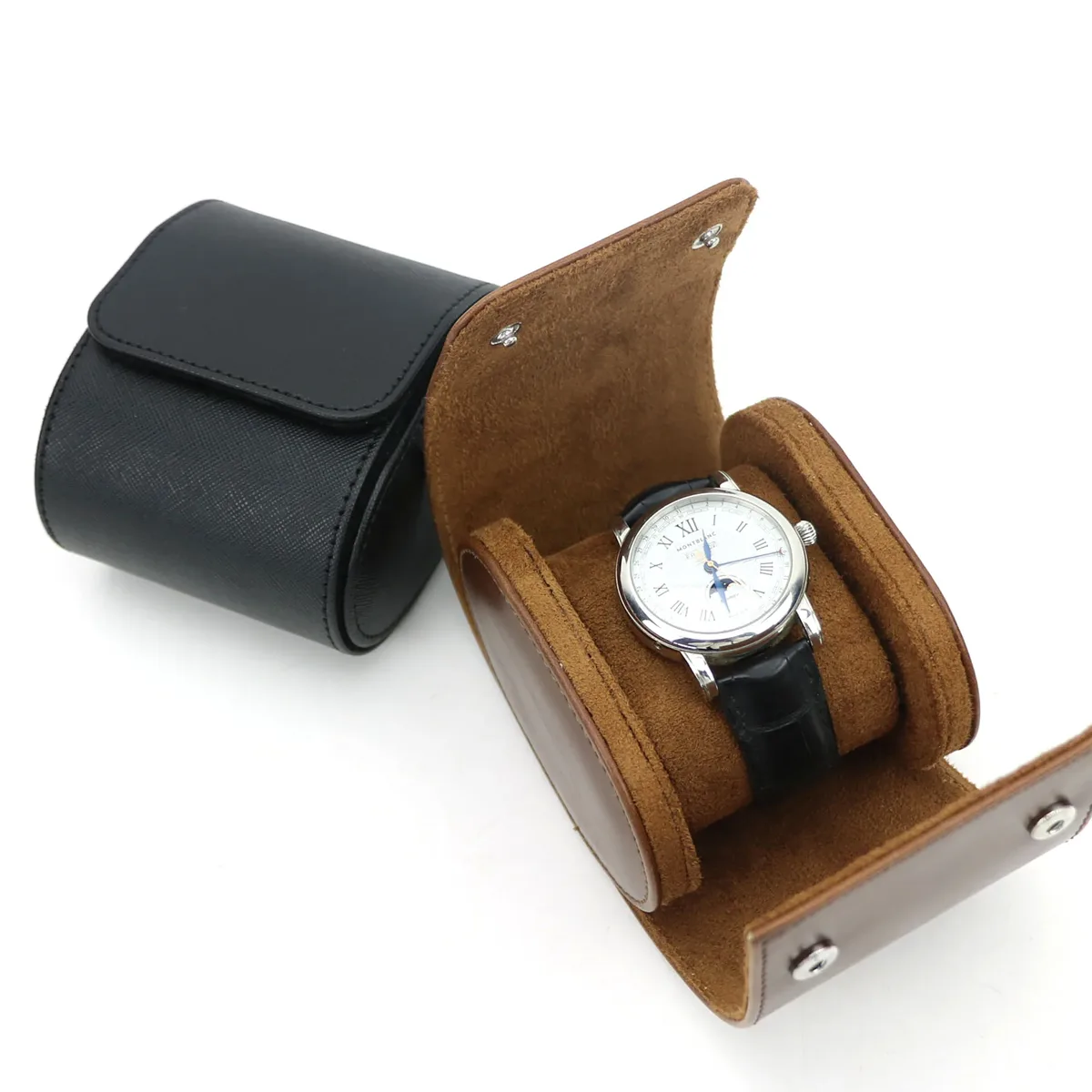 organisateur de montre de voyage en cuir pu personnalisé, rouleau de montre, nouvel organisateur de montre avec oreiller coulissant pour hommes, 1 boîte de rangement d'affichage de montre