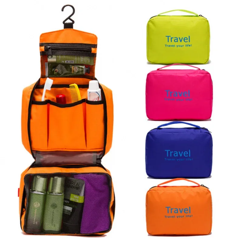 Sac de toilette de voyage suspendu pour femmes, grande capacité, imperméable, organiseur de maquillage, sac de rangement de voyage pliable et portable