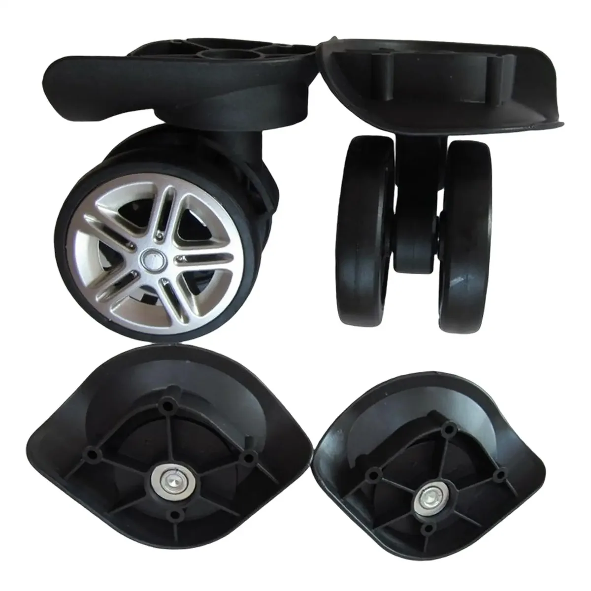 2 pièces de roues de rechange pour valise, roulettes pivotantes muettes, noires, 5,8 cm