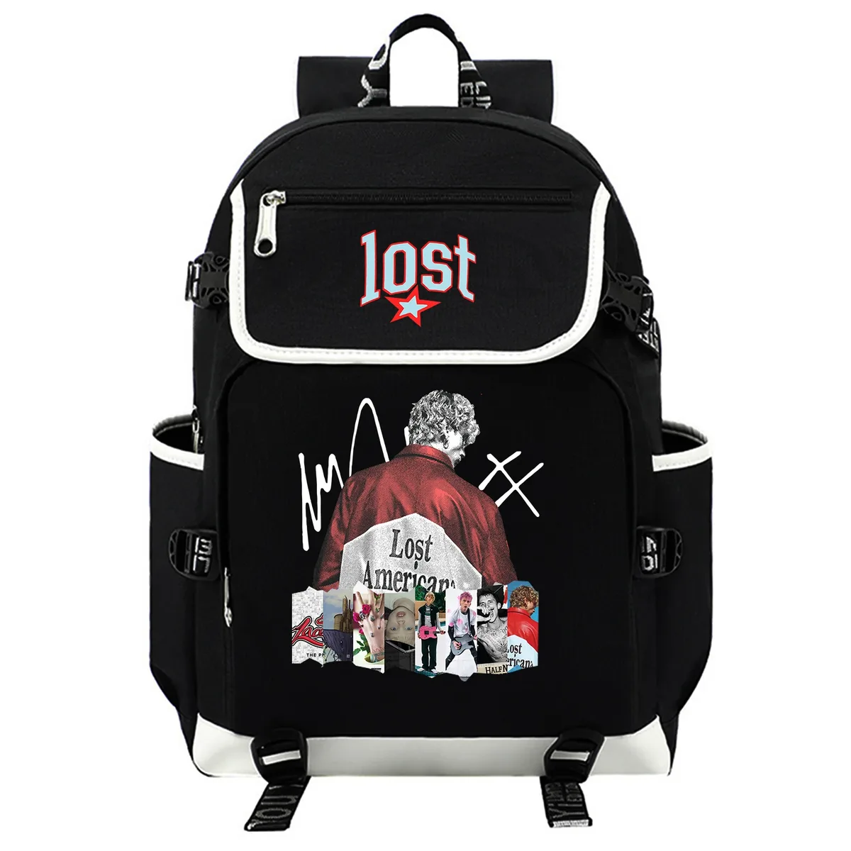 sac à dos mgk lost americana tour machine gun kelly, sac à dos pour ordinateur portable, sac à livres pour garçons et filles, sac à livres pour étudiants mgk mochila