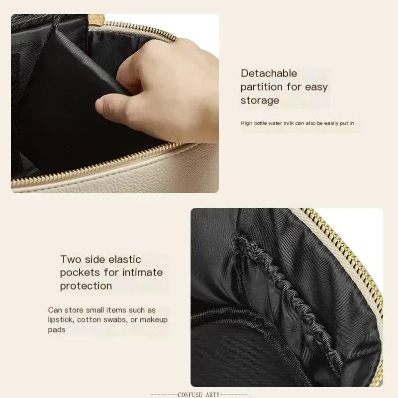 trousse de maquillage portative en cuir pu de grande capacité pour femmes-2025 nouveauté organisateur de toilette de voyage avec plusieurs compartiments