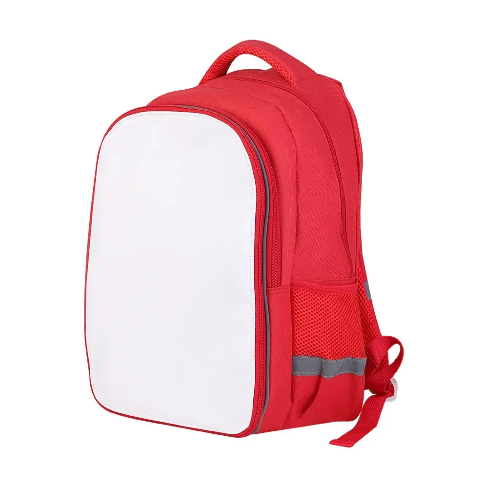 sac à dos d'étudiant noir vierge pour sublimation, double couche, avec bande de protection fluorescente pour impression par transfert thermique