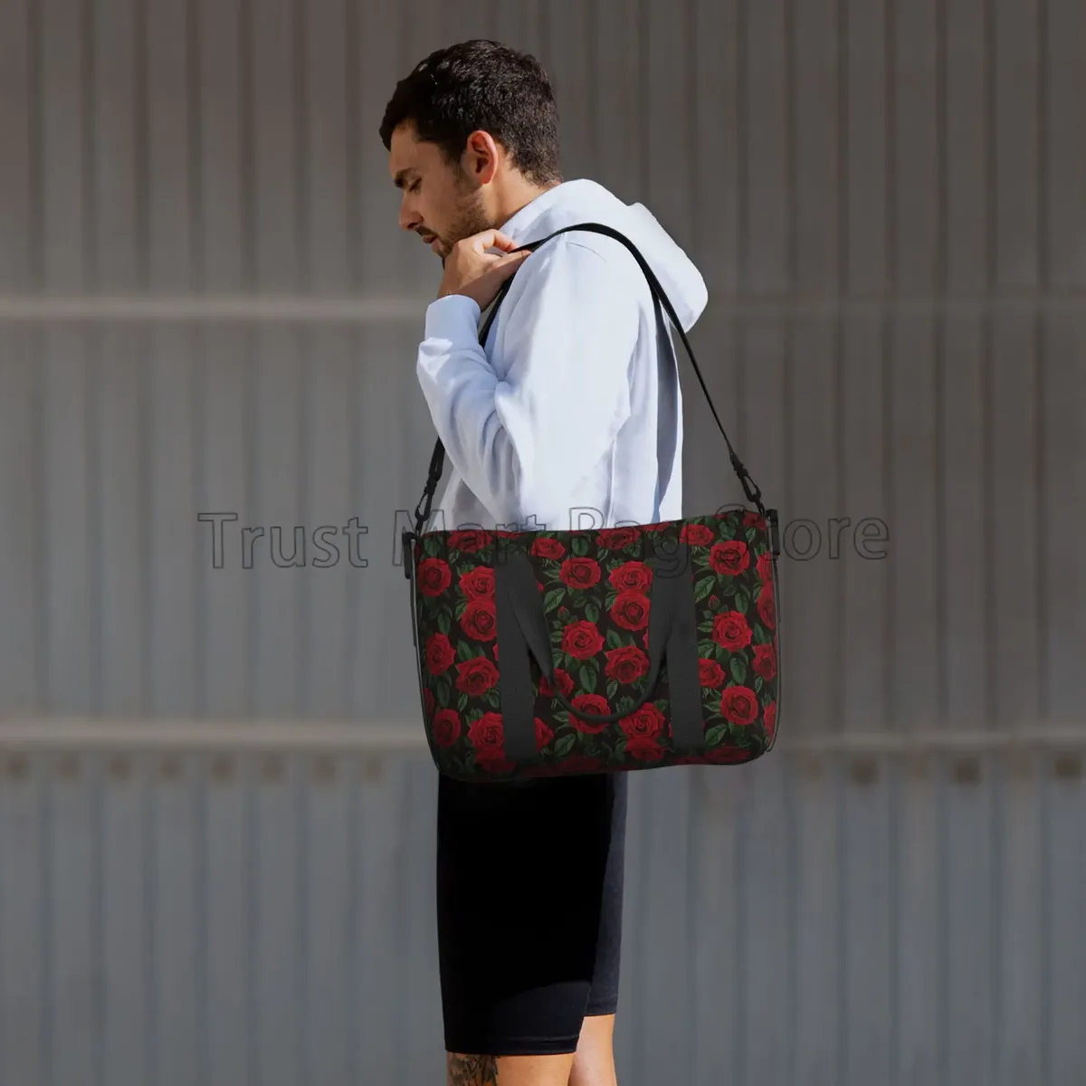sacs de voyage à imprimé de roses rouges pour femmes, fourre-tout portable, étanche, idéal pour le week-end, la nuit, la salle de sport et la plage, 03/