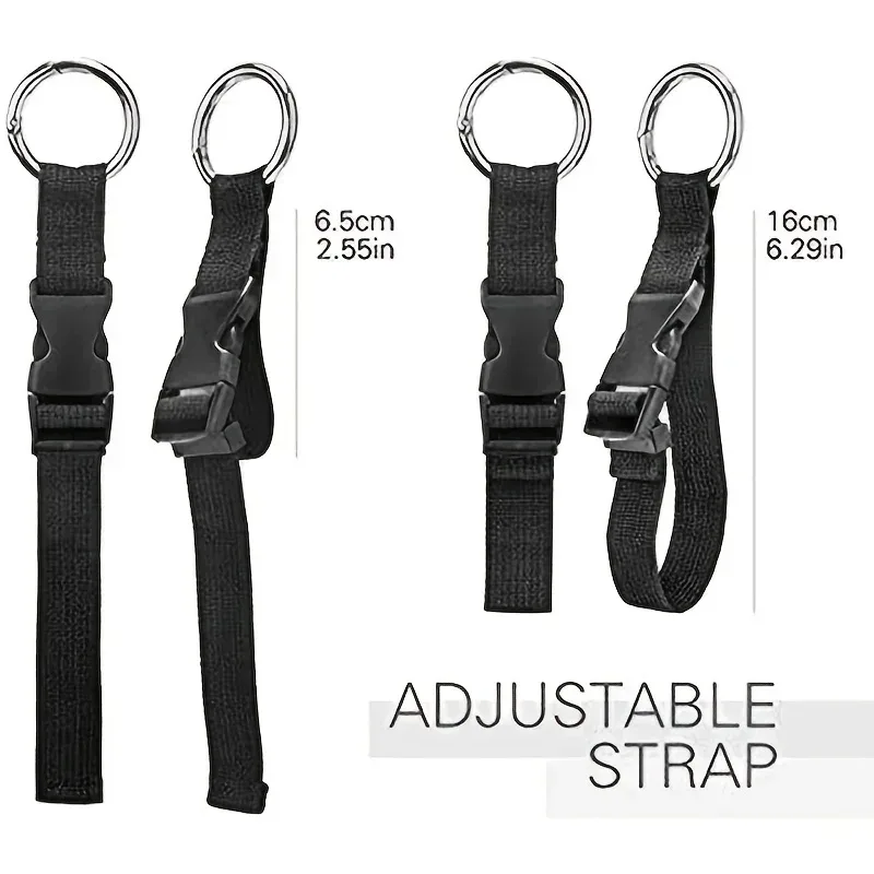 valise suspendue en nylon noir portable pour voyage de vacances, sac suspendu avec sangle à boucle de randonnée en alliage de zinc avec sangle à crochet externe