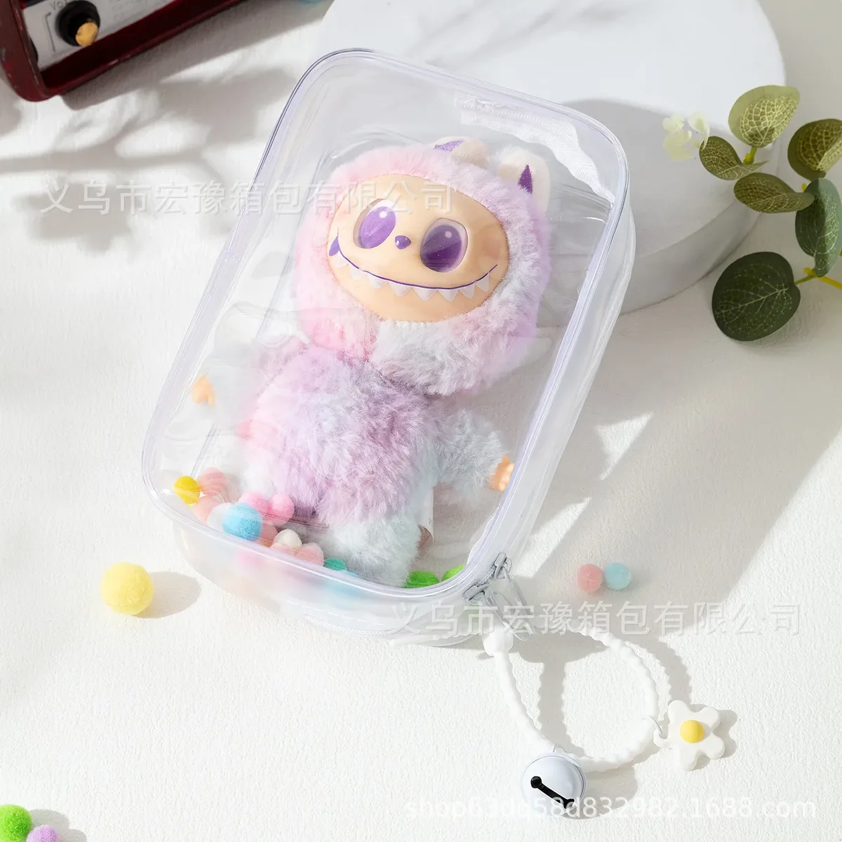 étui de protection en coton épais labubu pour poupée, anti-poussière, transparent, sac de transport pour poupée, sac de rangement pour poupées