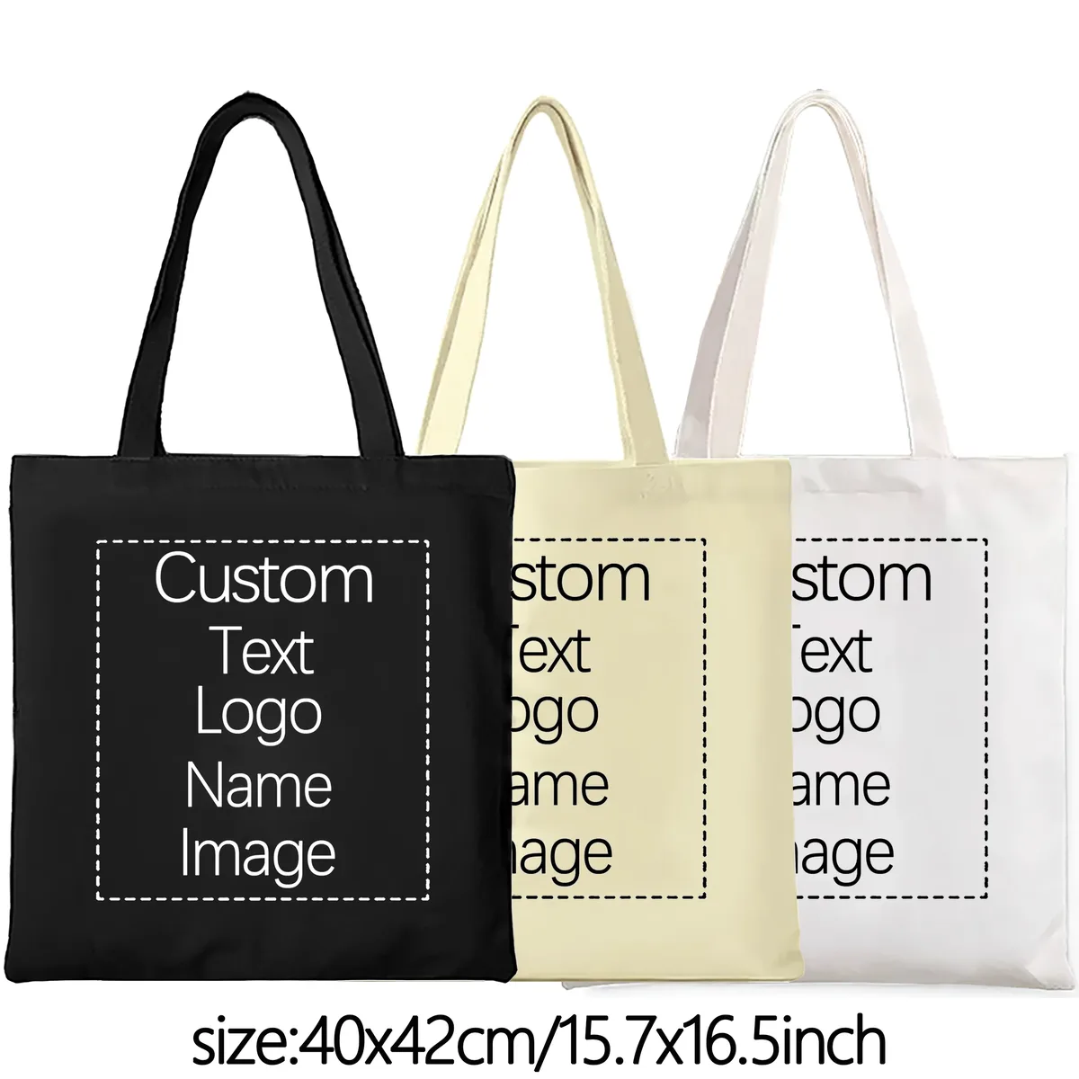 Grands sacs fourre-tout en toile 40x42cm personnalisables avec logo, sacs à main réutilisables, cadeau pour demoiselles d'honneur, mariée, étudiants, sac de voyage pour femmes