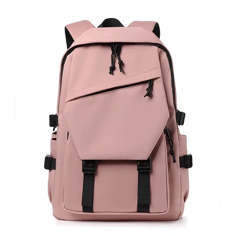 sac à dos simple pour homme en polyester imperméable de 15 pouces, couleur unie, tendance, pour couple, étudiant, ordinateur portable