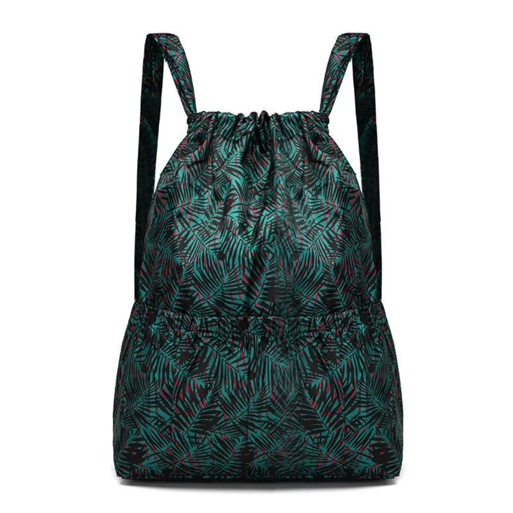 sac à cordon imprimé floral décontracté, sac de shopping portable en polyester imperméable, sacs à dos pliables légers pour adolescentes