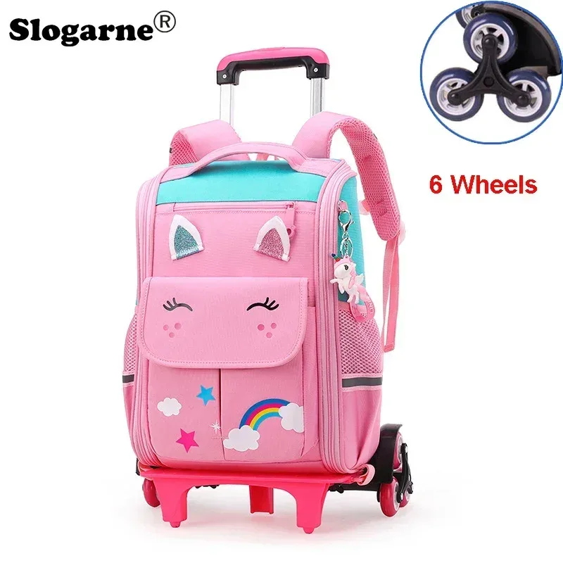 sac à dos d'école à roulettes pour enfant fille et garçon