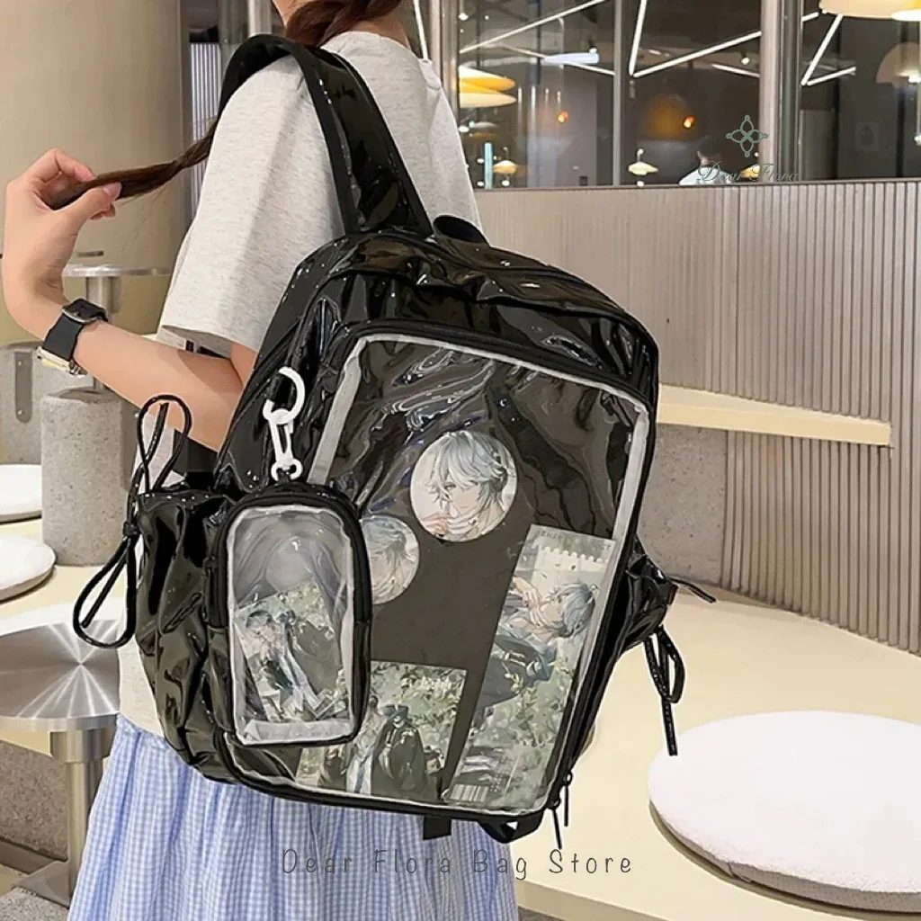 nouveau y2k mignon ita sac à dos étudiants grande capacité sac à dos décontracté fille transparent bricolage affichage sac à dos à la mode voyage cartables