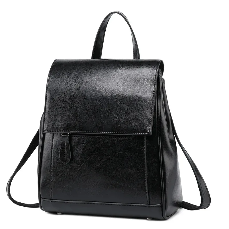 sac à dos en cuir véritable pour femmes, sacs à bandoulière, sacs d'école, sacs pour ordinateur portable, mode rétro, sacs à dos en cuir de vache ciré, sacs messagers pour femmes