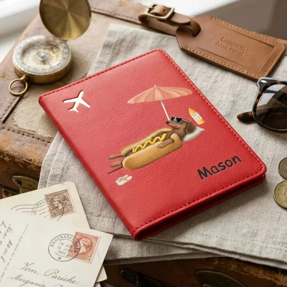 porte-passeport personnalisé avec nom, portefeuille de dessin animé pour billets et cartes, accessoire de voyage pratique pour hommes et femmes
