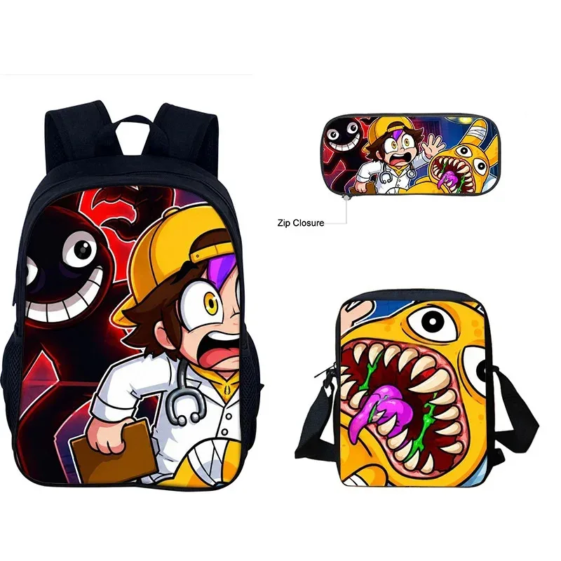 ensemble de 3 sacs d'école à thème animalier pour enfants, sac à dos, sac bandoulière et trousse à crayons, pour garçons et filles de primaire et collège, idéal comme cadeau