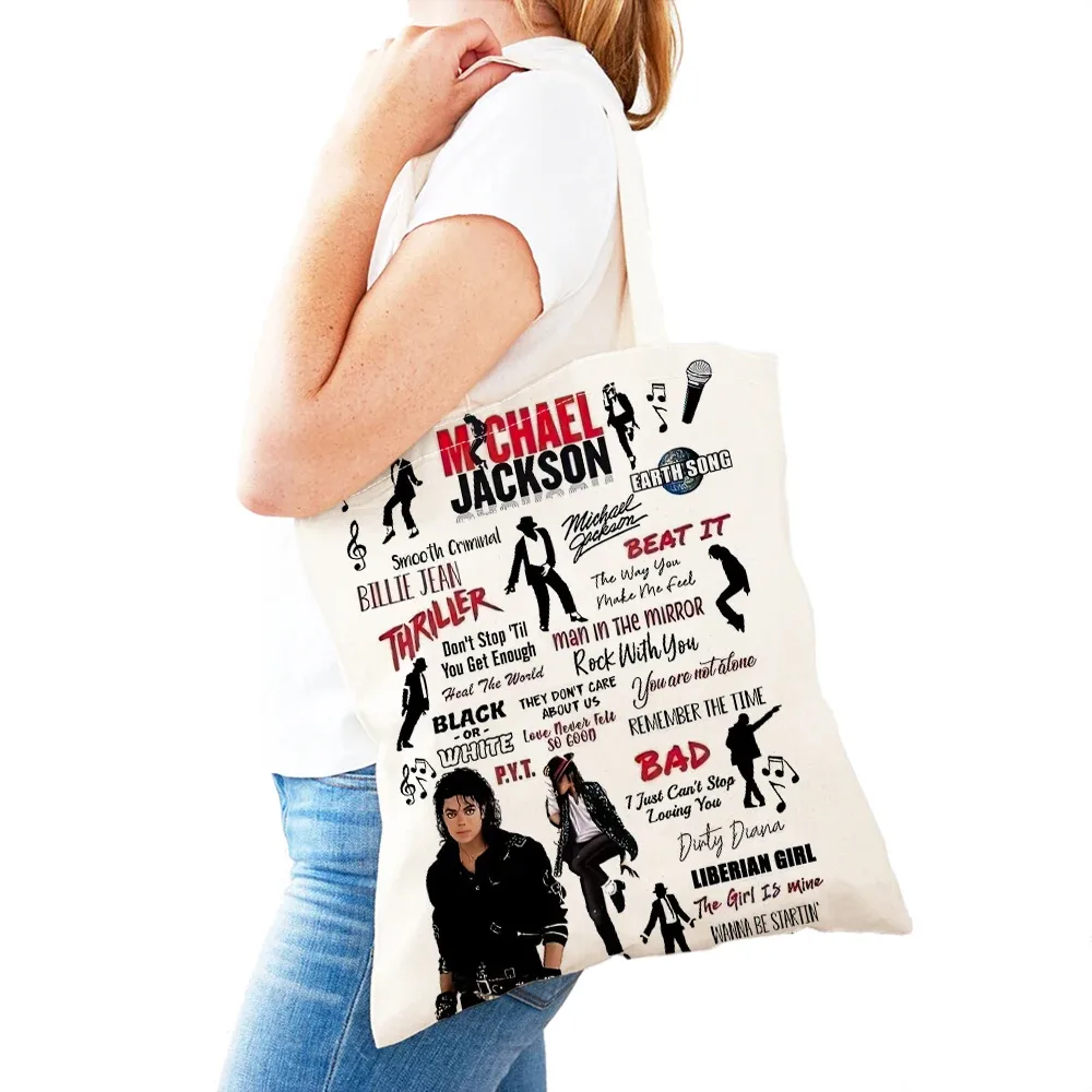 sacs à main michael jackson lady, double impression, super star, sac fourre-tout pour femme, léger, album, sac à main pour fille