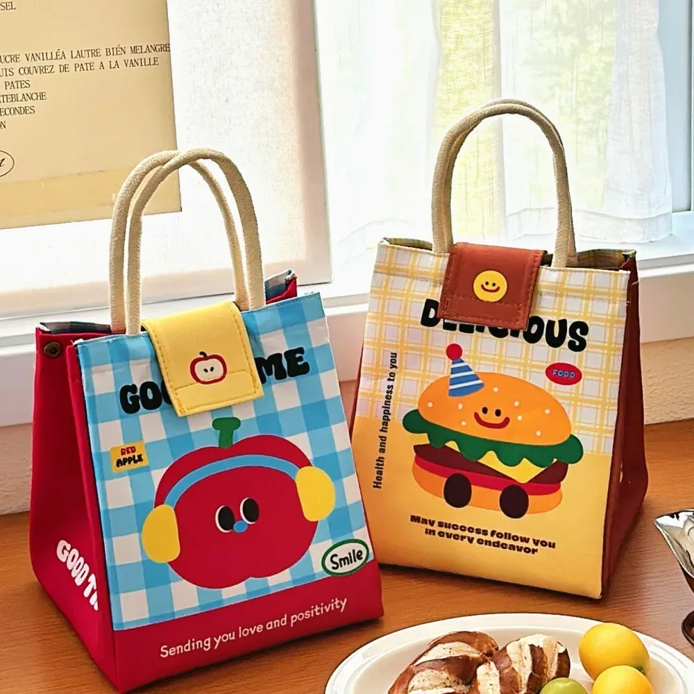 sac bento mignon pour les employés de bureau, sac fourre-tout de grande capacité, sac isotherme à motif de dessin animé, sac pour boîte à déjeuner pour étudiants