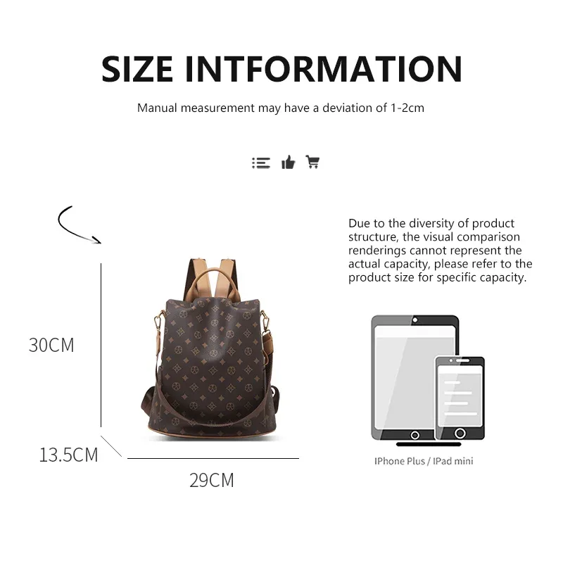 Sac à dos pour femme LAORENTOU en cuir PVC, sac d'école décontracté, sac de transport grande capacité pour l'hiver, sac antivol de haute qualité