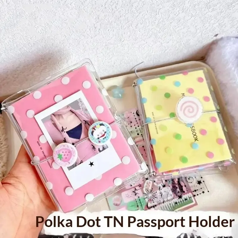 porte-passeport imprimé à pois, 1 pièce, avec bande élastique transparente, étui de protection pour passeport, étui de protection transparent pour passeport, tendance