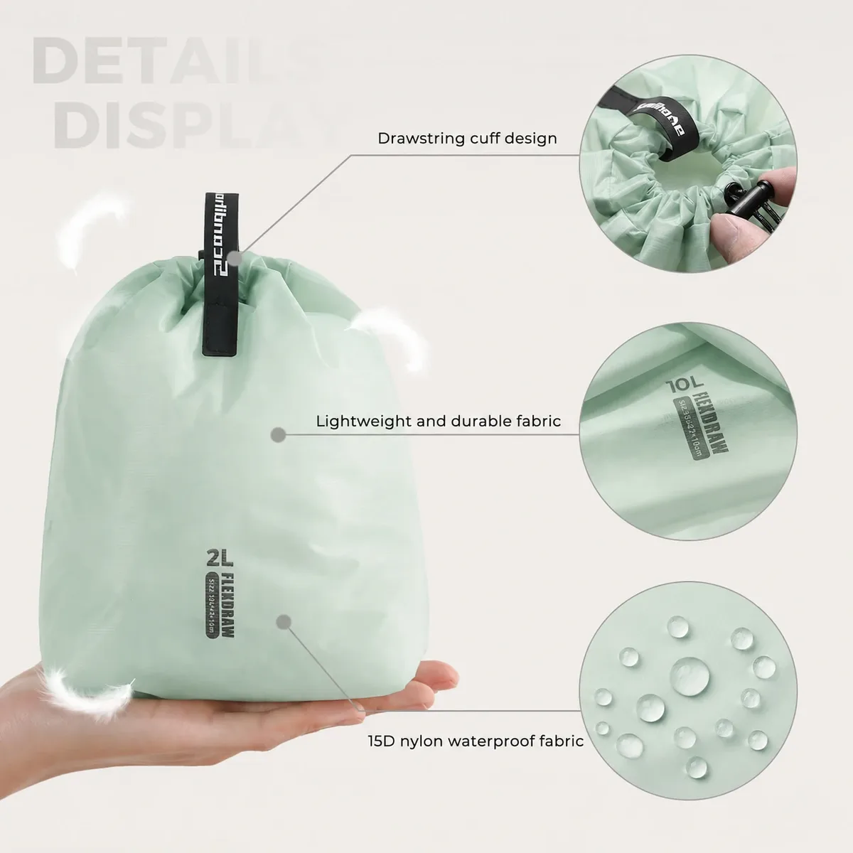 sac de rangement étanche de grande capacité pour vêtements, pochette de rangement de voyage avec plusieurs poches pour la randonnée en plein air et le camping
