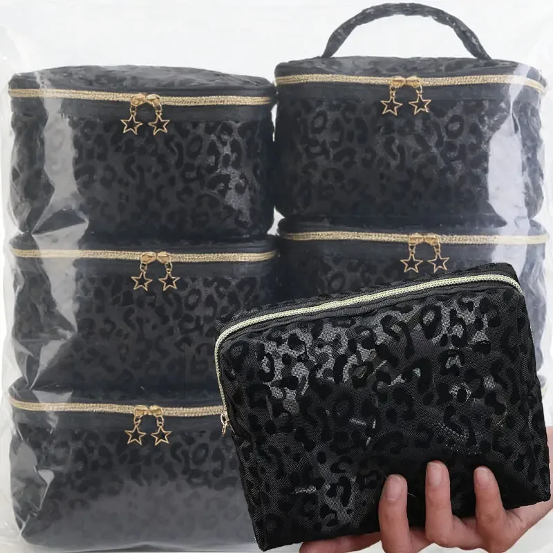 sac à cosmétiques en maille pour femmes, sac de rangement de voyage, organisateur de maquillage, pochette de maquillage portable, petite et grande trousse de toilette, étui de beauté