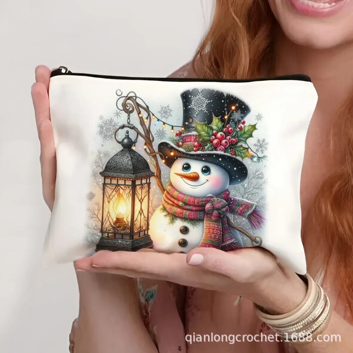 sacs de maquillage tendance de noël, étuis à crayons imprimés bonhomme de neige et sacs de rangement pouvant être personnalisés pochette de maquillage, offre spéciale