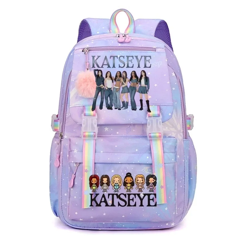 nouveau sac à dos katseye pour femme, grande capacité, sac à dos d'université tendance, sacs d'école pour ordinateur portable, sacs de voyage pour filles, yk2
