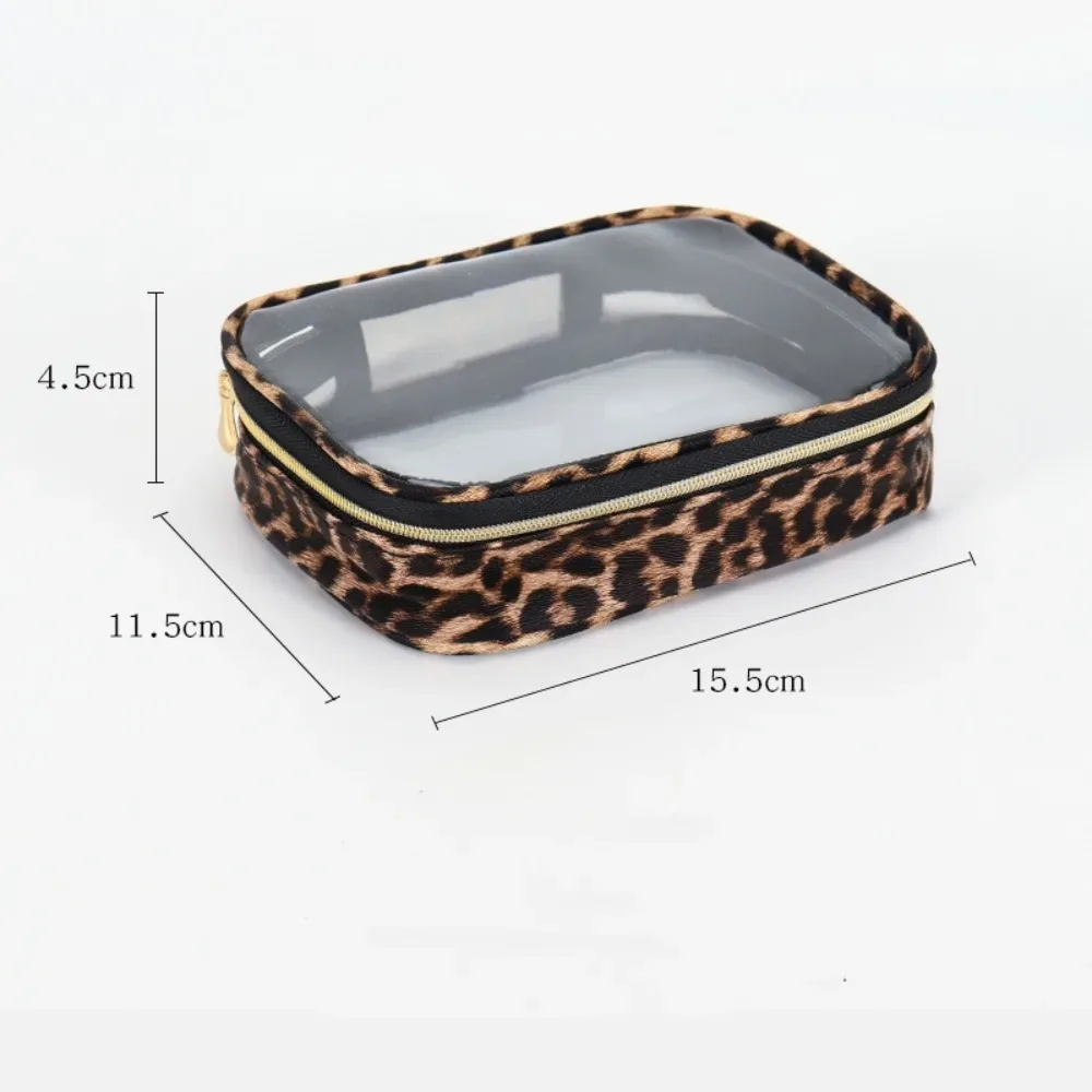 sac de maquillage imprimé léopard, sac à cosmétiques de voyage transparent et étanche avec fermeture éclair, sac de rangement de grande capacité