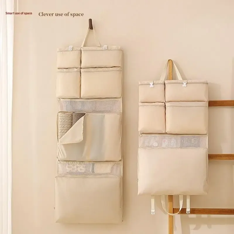 sac de rangement suspendu pliable et portable pour voyage, organisateur multi-poches pour vêtements et accessoires, gain de place pour bagages