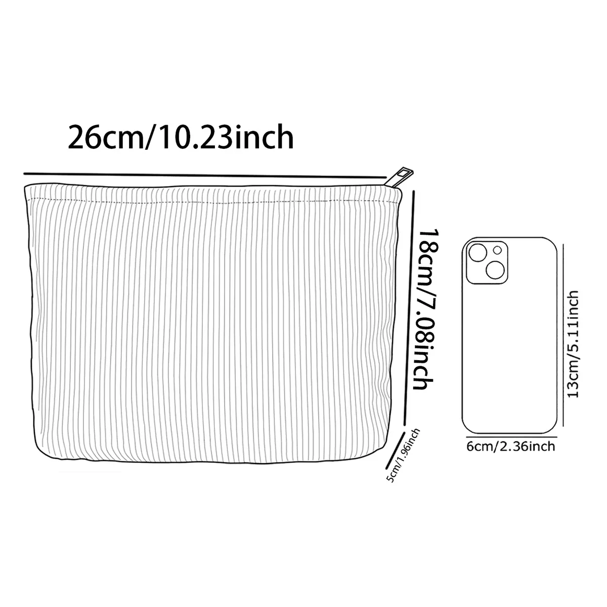 trousse de maquillage en velours côtelé à motif océan, boîte de rangement légère à fermeture éclair, sac multifonctionnel avec doublure, utilisé pour ranger les cosmétiques