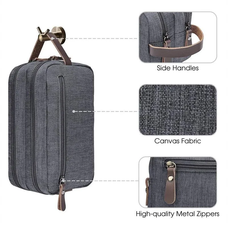 trousse de toilette de voyage pliable pour hommes, sac étanche en tissu oxford de grande capacité, rangement double couche pour cosmétiques et articles de toilette