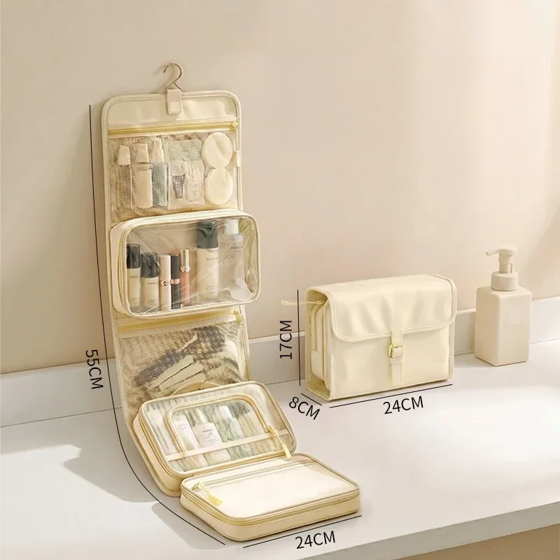 trousse de toilette de voyage suspendable, multifonctionnelle, portable, grande capacité, organisateur de voyage minimaliste, trousse de toilette, trousse à cosmétiques