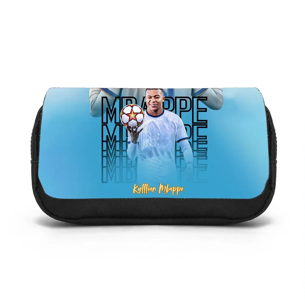trousse de papeterie grande capacité double compartiment m-mbappe, motif étoile de football, pour étudiants