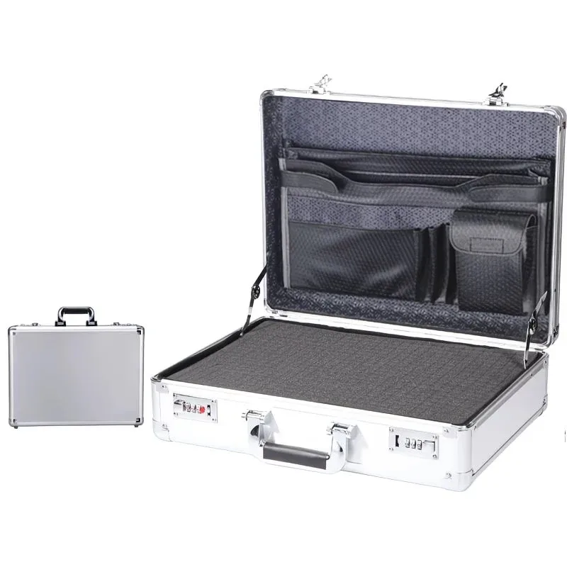 valise pour ordinateur portable avec cadre en aluminium verrouillable - mallette de sécurité portable pour documents - coffre-fort avec serrure à code - étui pour fichiers informatiques