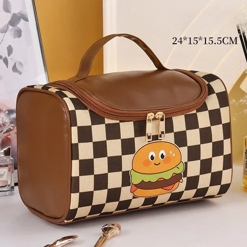 sac de maquillage portable pratique pour voyage, grande capacité, haut de gamme, sac de rangement en pu imperméable, sac de maquillage wj52