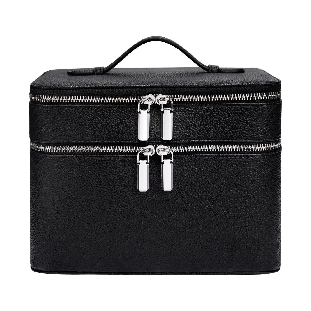 sac de rangement en pu pour cosmétiques, étanche, motif esthétique, grande capacité, motif litchi, pour voyage