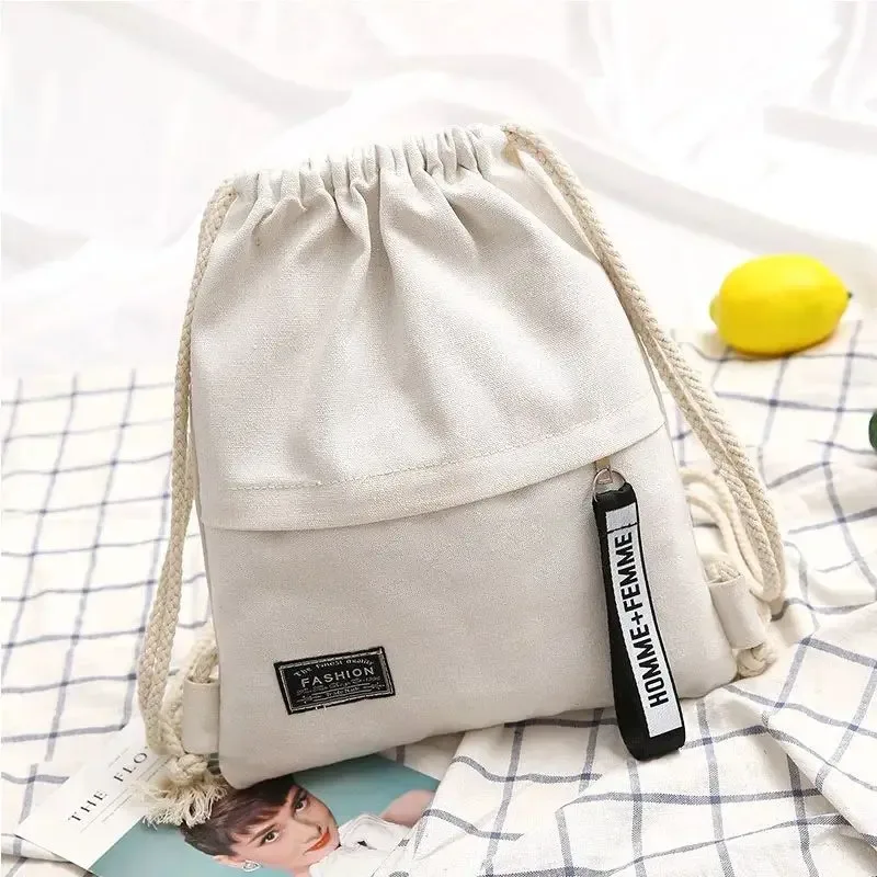 sac à dos en toile à cordon de serrage, sac à dos à double épaule, poche à cordon, sac à dos décontracté portable pour femmes et hommes, sac à dos de voyage, 1 pièce