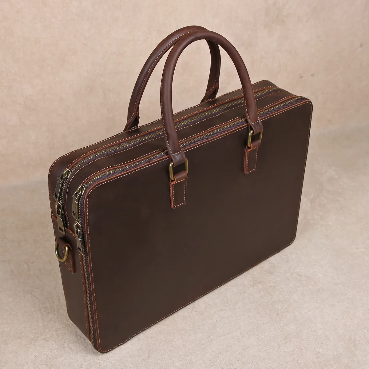 mallette d'affaires originale décontractée en cuir véritable, sac à main, sac d'ordinateur en peau de vache de couche supérieure, sac à bandoulière simple