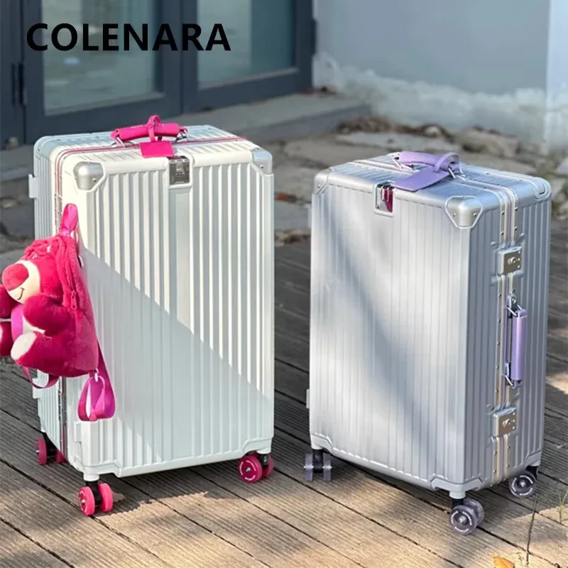 colenara bagages sac de voyage 20 "24" 26 "28" 30 pouces grande capacité boîtier de chariot abs + pc boîte d'embarquement valise à cadre en aluminium