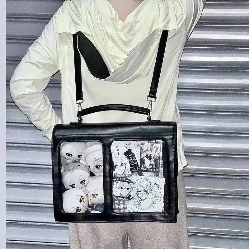 sacs à dos ita en cuir pu marron japonais transparent jk lolita, sacs de douleur, poche à rabat, sacs à bandoulière pour étudiants, sac de style preppy pour filles