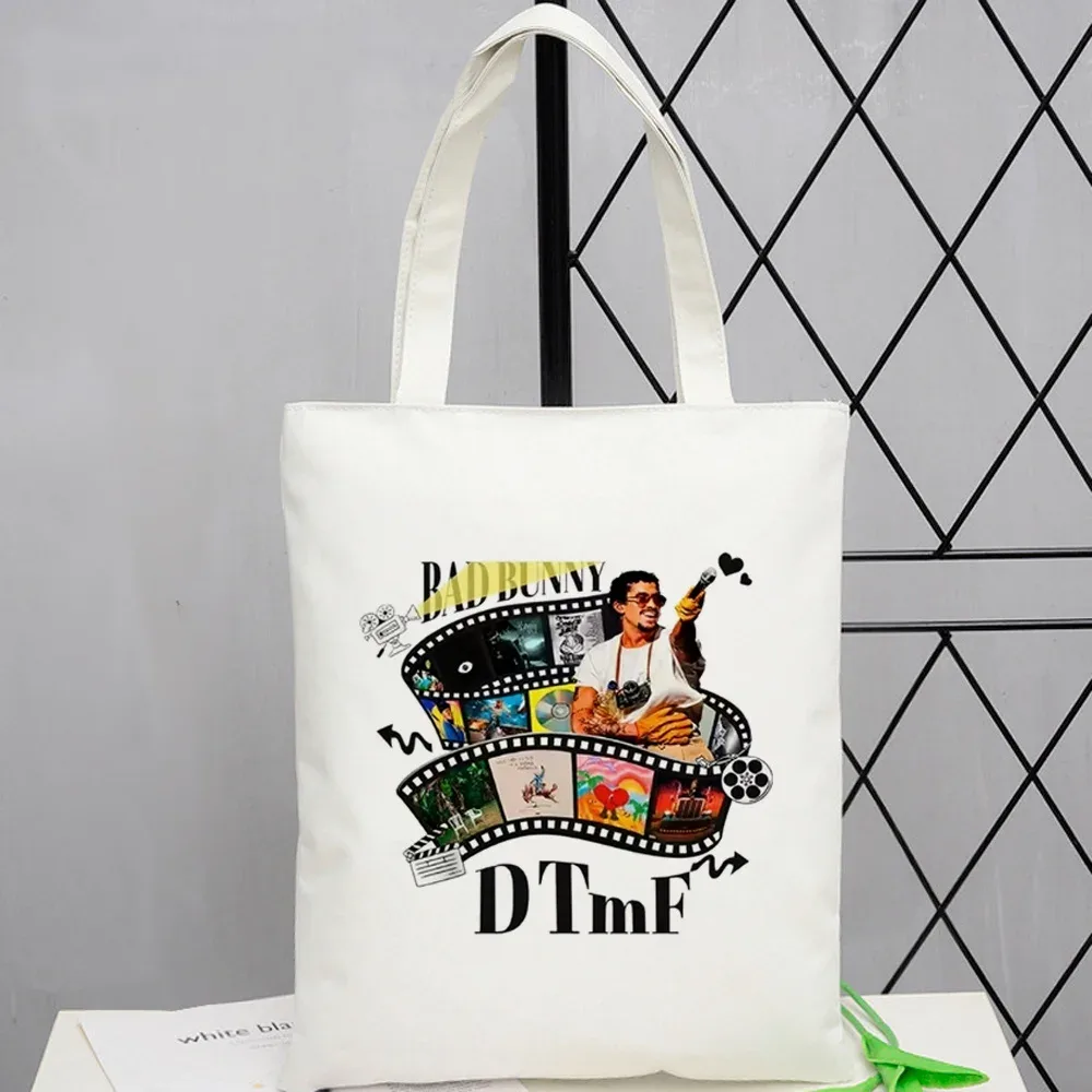 sac fourre-tout bad bunny, sac de courses personnalisable, pliable, réutilisable, à bandoulière, pour femme