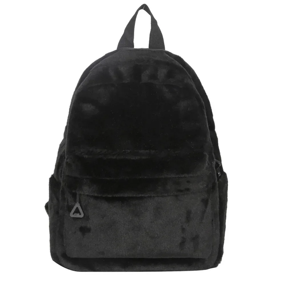 nouveau sac femme en peluche léger couleur unie sac à dos étudiant grande capacité sac à dos de voyage en plein air