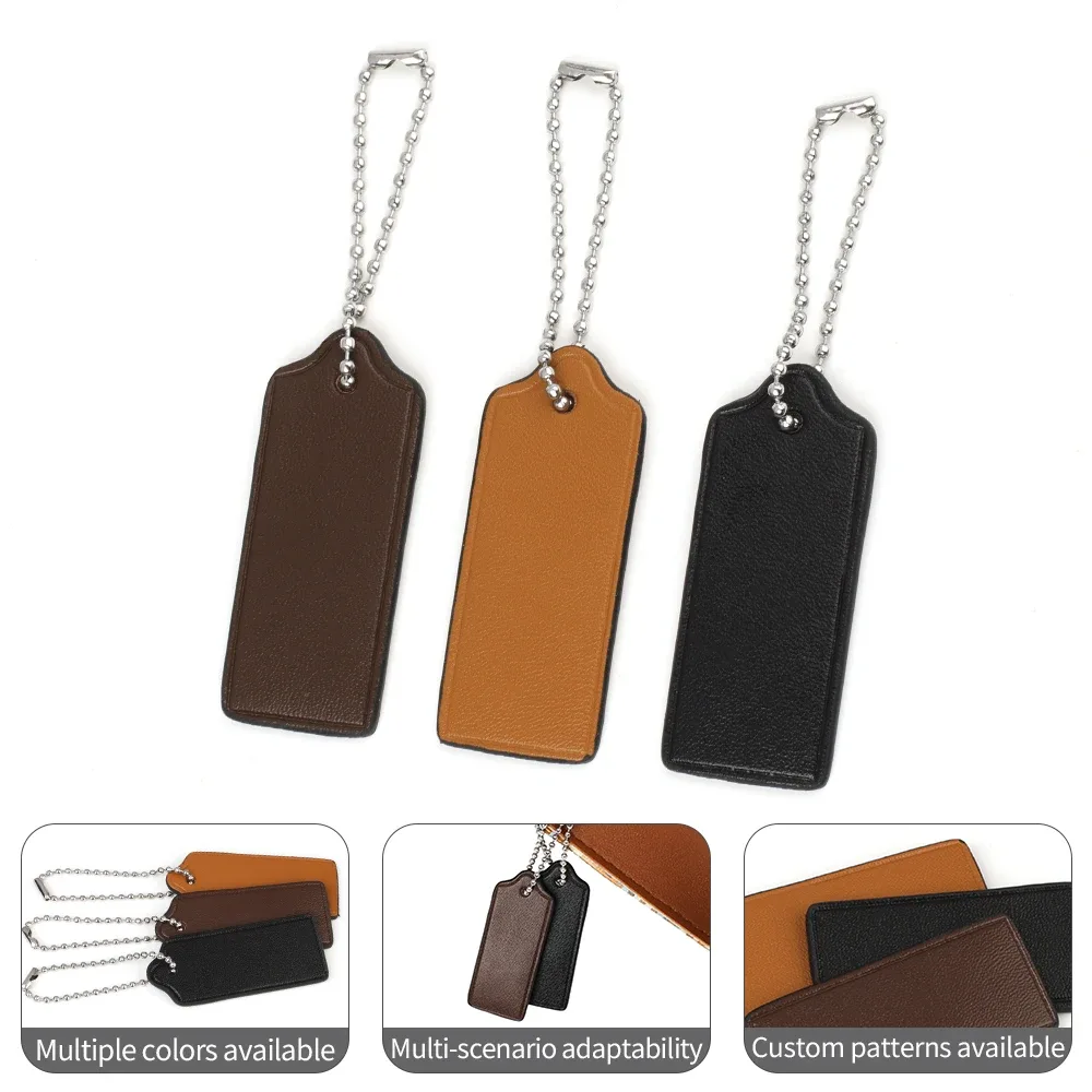 2 étiquettes de bagage en cuir de vachette, accessoires de voyage pour valises, breloques en cuir pour sacs, chaînes porte-clés pendentifs pour sacs à main et sacs à bandoulière