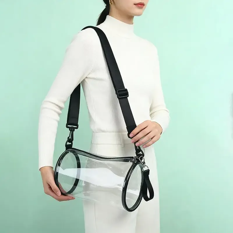 sac bandoulière transparent laser tendance pour femme, mini sac à main cylindrique pour les voyages et les sorties nocturnes